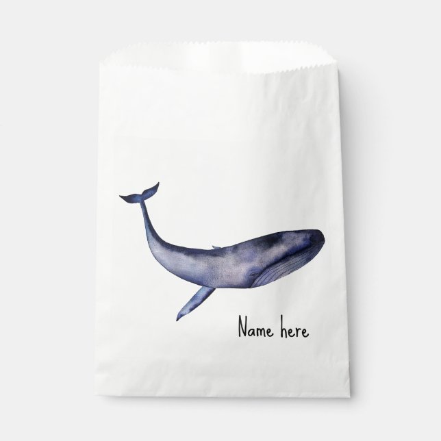 Sachets En Papier Aquarelle Baleine bleue (Devant)