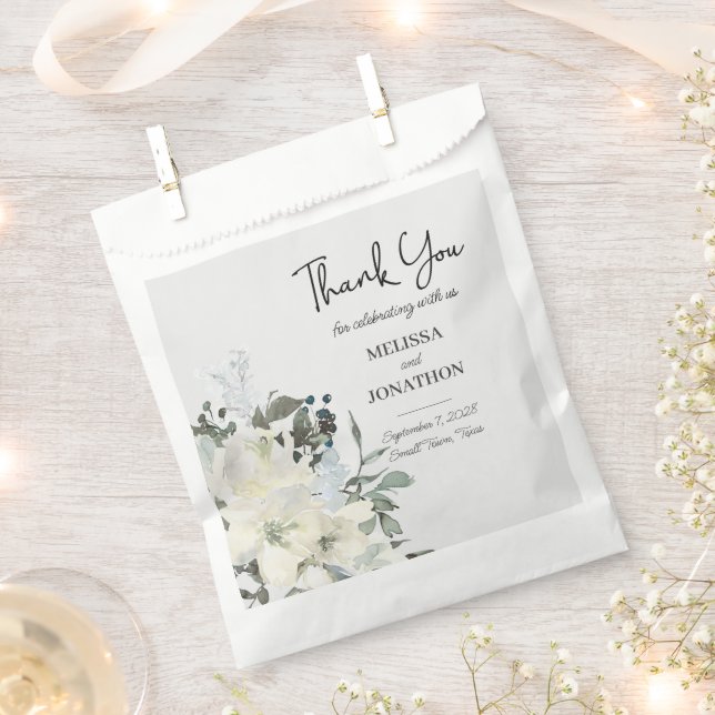 Sachets En Papier Aquarelle blanche ivoire Mariage floral (Coupé)