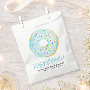 Sachets En Papier Aquarelle Bleu brillant Donut Bébé Parsemer