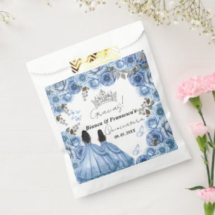 Sachets En Papier Aquarelle bleu Dusty Floral Twin Quinceañera