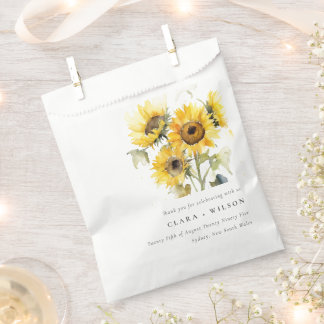 Sachets En Papier Aquarelle Boho minimale Tournesol Mariage rustique