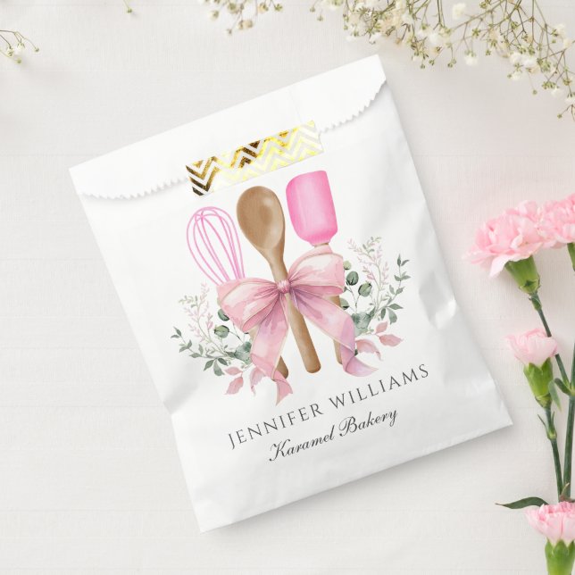 Sachets En Papier Aquarelle Boulangerie Ustensiles Pink Bow Personna (Scellé)