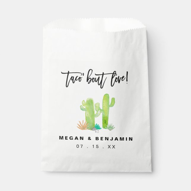 Sachets En Papier Aquarelle Cactus Taco Bout Love Mariage (Devant)