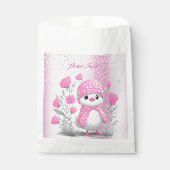 Sachets En Papier Aquarelle Canard rose floral Faveur sac (Devant)