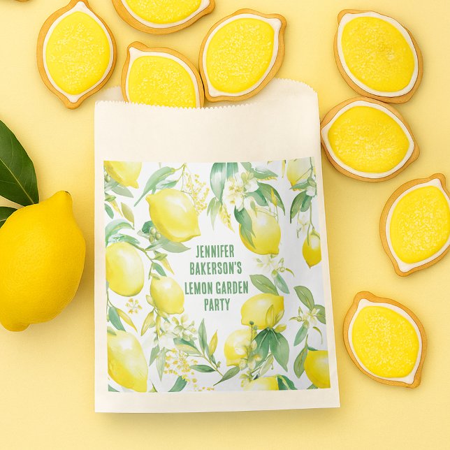 Sachets En Papier Aquarelle Citron Motif fête d'anniversaire (Watercolor Lemon Pattern Birthday Party Favor Bag
)