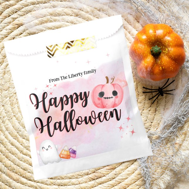 Sachets En Papier Aquarelle citrouille rose mignonne enfants tour ou (Créateur téléchargé)
