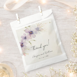 Sachets En Papier aquarelle cosmos fleurs mariage merci