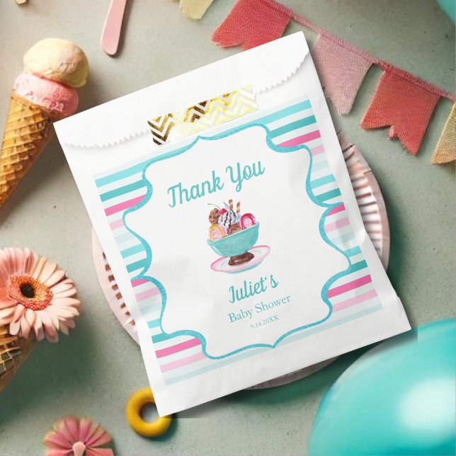 Sachets En Papier Aquarelle Crème glacée Baby shower Sundae (Créateur téléchargé)