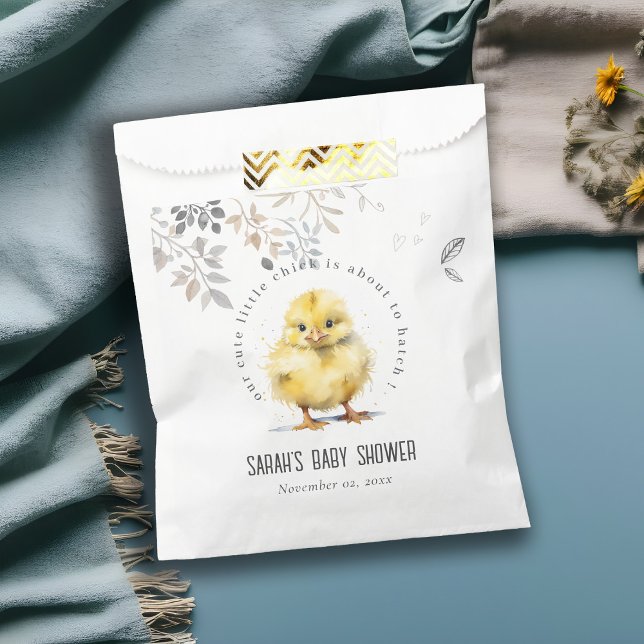 Sachets En Papier Aquarelle de poulet de ferme mignonne Baby shower  (Créateur téléchargé)