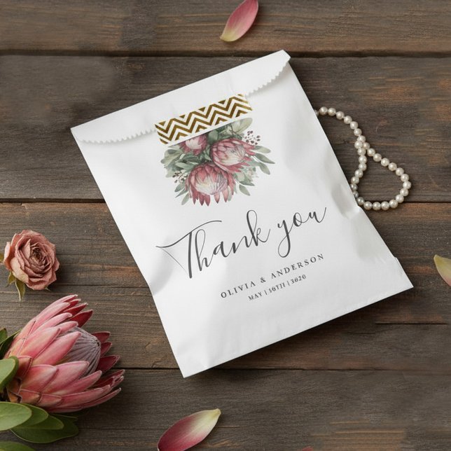 Sachets En Papier Aquarelle de Protea autochtone Boho floral Botaniq (Créateur téléchargé)