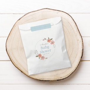 Sachets En Papier Aquarelle délicate Baby shower floral bleu