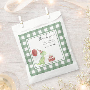 Sachets En Papier Aquarelle Dinosaur 1er anniversaire Merci