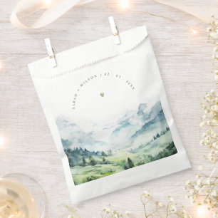 Sachets En Papier Aquarelle douce Mariage paysage de montagne de nei