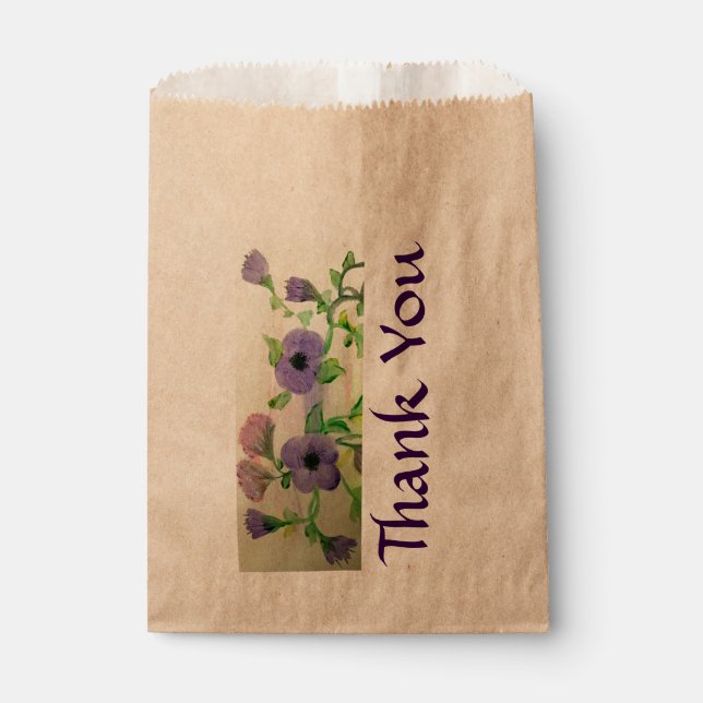 Sachets En Papier Aquarelle Favoriser le Merci (Devant)