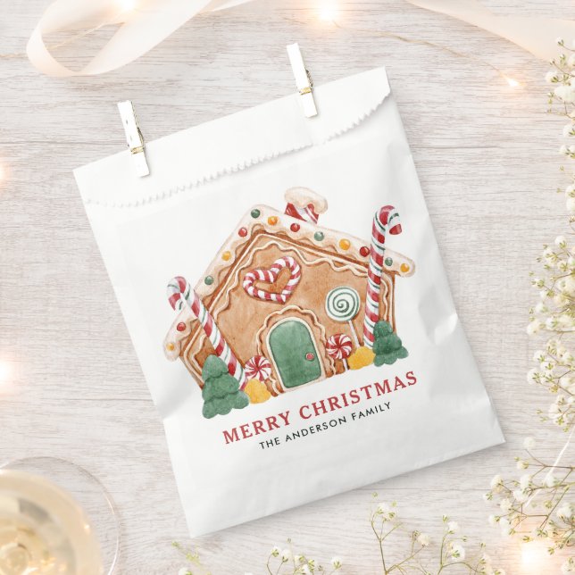 Sachets En Papier Aquarelle Festif pain d'épices Maison Noël (Coupé)