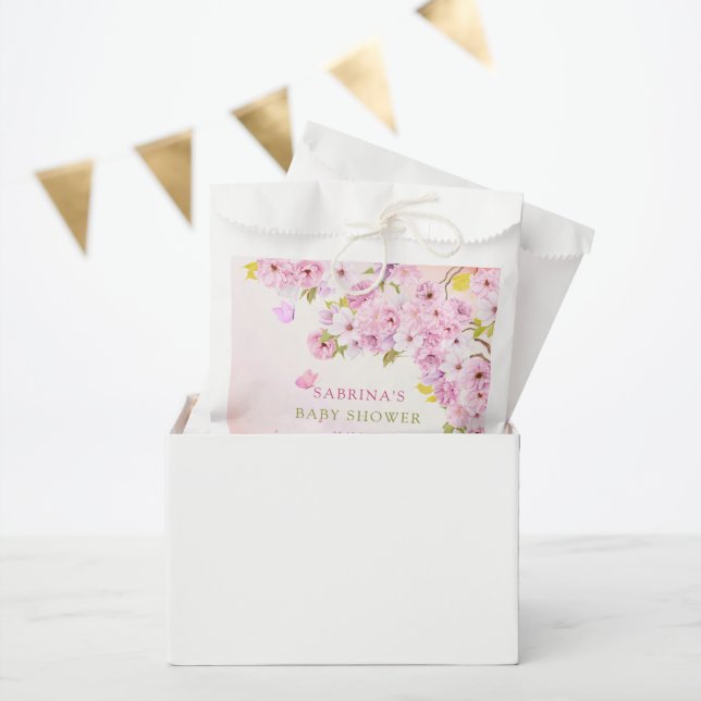 Sachets En Papier Aquarelle Fleur de cerisier C'est un Baby shower d (Fête)