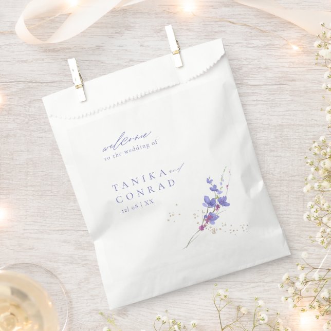 Sachets En Papier Aquarelle fleur sauvage Mariage Bienvenue Peri ID9 (Coupé)