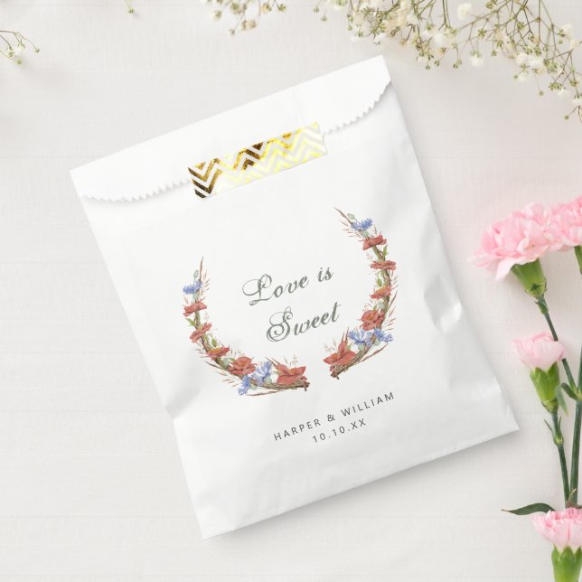 Sachets En Papier aquarelle fleur sauvage mariage sucreries (Scellé)