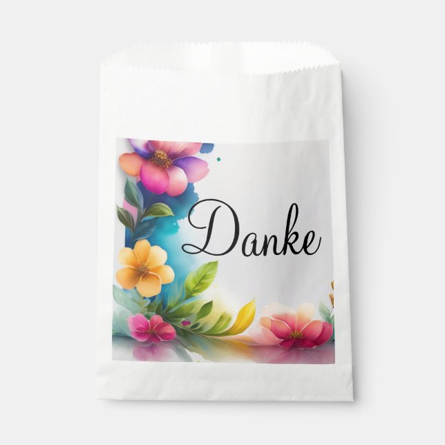 Sachets En Papier Aquarelle fleurs colorées (Devant)