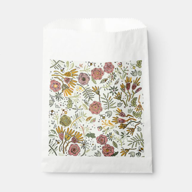 Sachets En Papier Aquarelle Florale Fleurs d'abeille Élégante Modern (Devant)