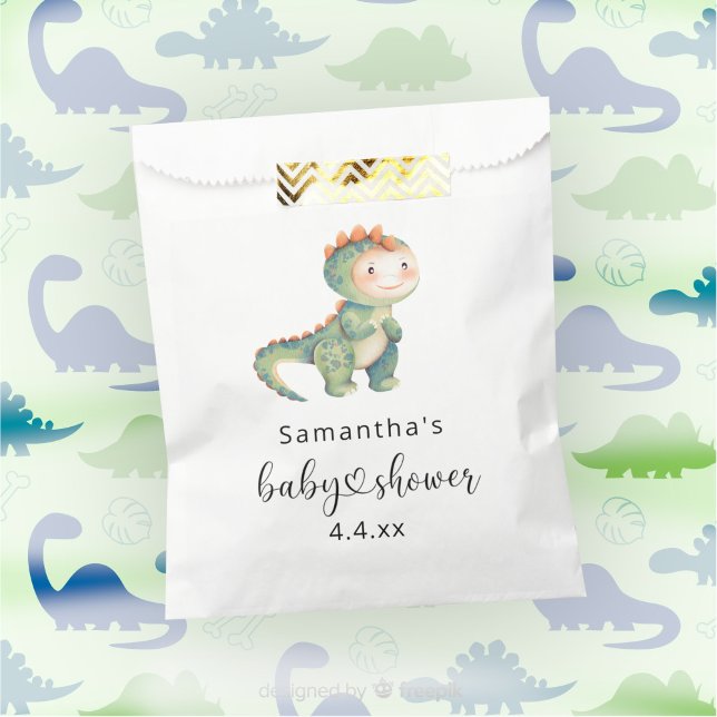 Sachets En Papier Aquarelle garçon baby shower dinosaure (Créateur téléchargé)
