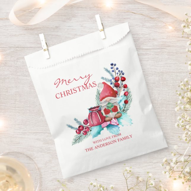 Sachets En Papier Aquarelle Gnome & Poinsettia (Coupé)