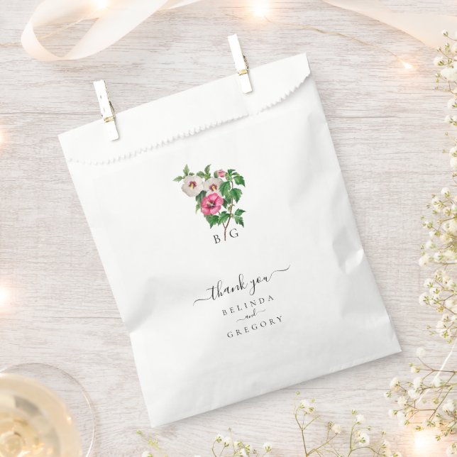 Sachets En Papier Aquarelle Hibiscus Tropical Mariage d'été (Coupé)