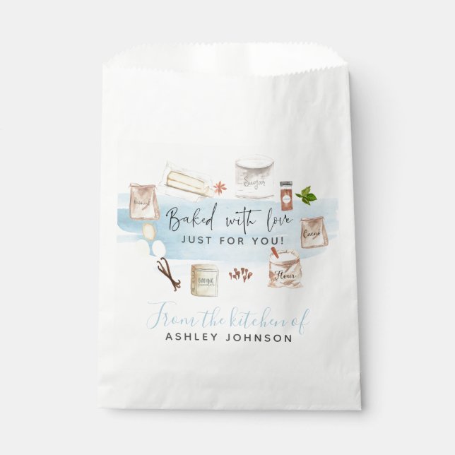 Sachets En Papier Aquarelle illustrée cuite avec amour (Devant)