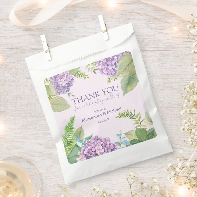 Sachets En Papier Aquarelle Lavender Hydrangea Mariage Merci (Coupé)