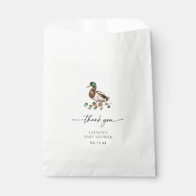 Sachets En Papier Aquarelle Mallard Baby shower Merci (Devant)