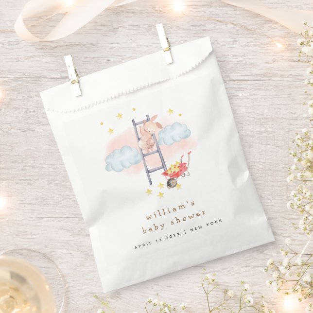 Sachets En Papier Aquarelle minimale Boho Bunny Stars Baby shower (Coupé)