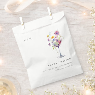 Sachets En Papier Aquarelle minimale Floral Vin Mariage