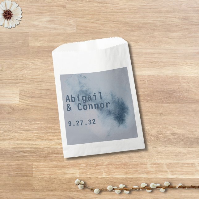 Sachets En Papier Aquarelle moderne Abstraite ardoise bleu gris (Créateur téléchargé)