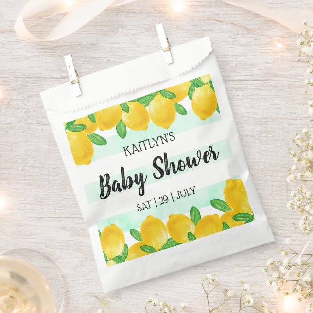 Sachets En Papier Aquarelle moderne Baby shower citronnier (Coupé)