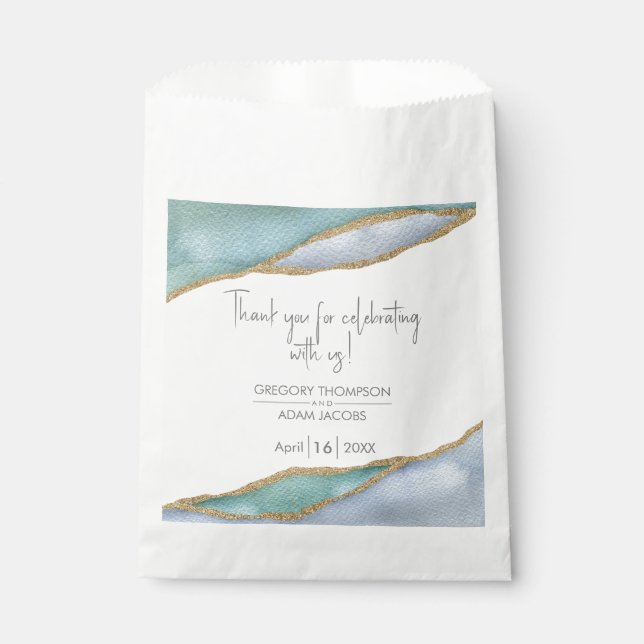 Sachets En Papier Aquarelle moderne Gold Trier Mariage Treat (Devant)