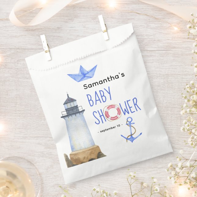 Sachets En Papier Aquarelle nautique - baby shower (Coupé)