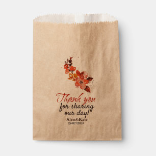 Sachets En Papier Aquarelle orange jaune rouge floral