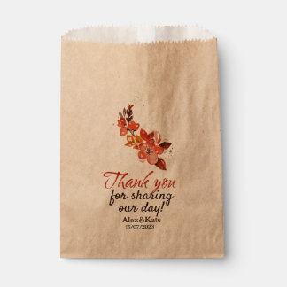 Sachets En Papier Aquarelle orange jaune rouge floral
