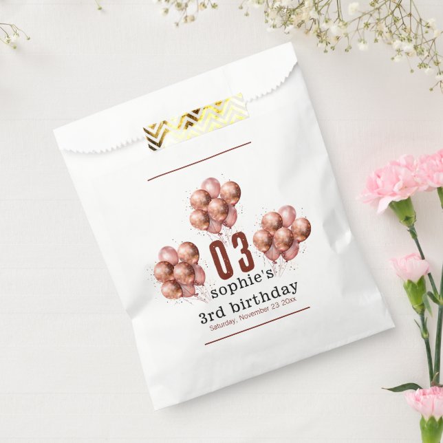 Sachets En Papier Aquarelle Parties scintillant Rose Gold ballon 3e  (Scellé)