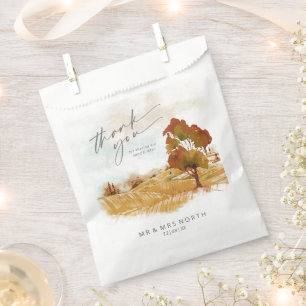 Sachets En Papier Aquarelle Paysage Merci Automne Gold ID786