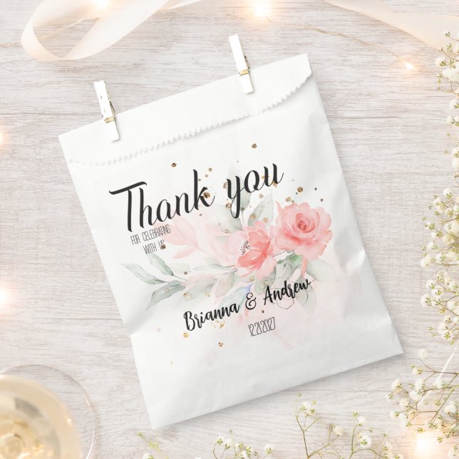 Sachets En Papier Aquarelle personnalisée Cadeaux de Merci Floral (Coupé)