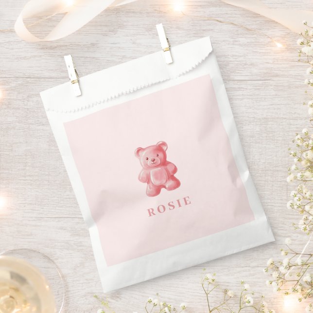 Sachets En Papier Aquarelle personnalisée Cute rose Gummy Ours (Coupé)