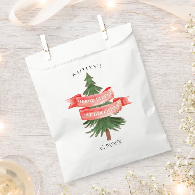 Sachets En Papier Aquarelle Pine Arbre Joyeux Petit Anniversaire (Coupé)