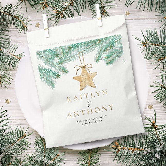 Sachets En Papier Aquarelle Pine Boughs Noël Mariage d'hiver (Créateur téléchargé)