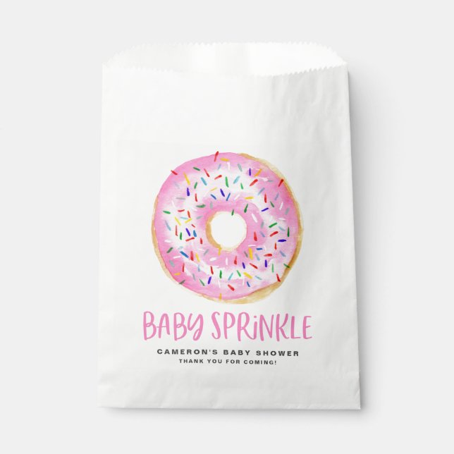 Sachets En Papier Aquarelle Pink Glazed Donut Bébé Sprinky (Devant)