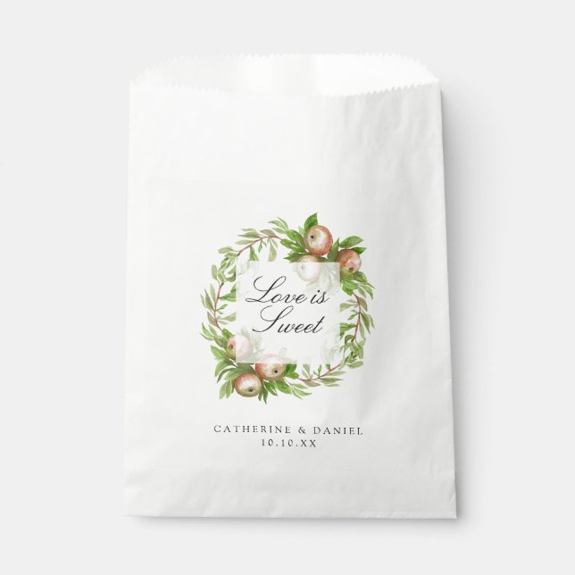 Sachets En Papier aquarelle pomme couronne sac de faveur de mariage (Devant)