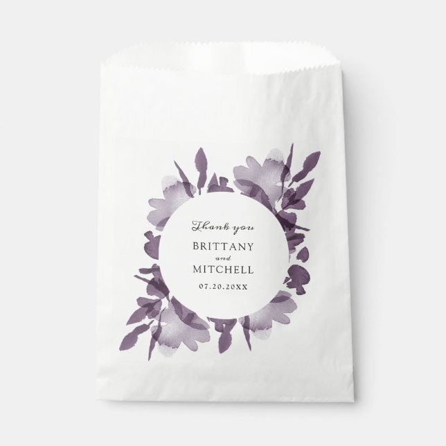 Sachets En Papier Aquarelle romantique Floral Améthyste Mariage (Devant)