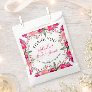 Sachets En Papier Aquarelle rose Fête des mariées florale