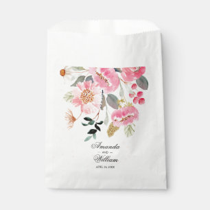 Sachets En Papier Aquarelle rose Fleurs Mariage