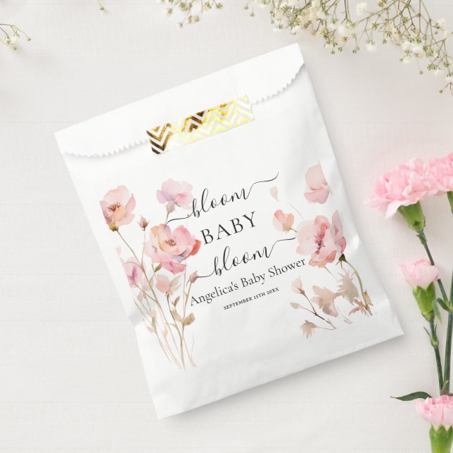 Sachets En Papier Aquarelle rose pâle Baby shower à fleurs florales (Scellé)